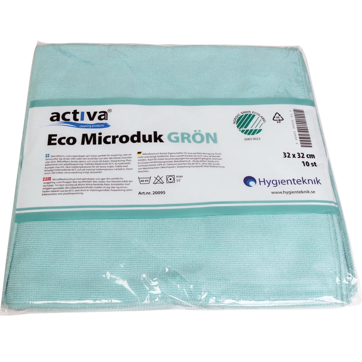 Mikrofiberduk Activa Eco, Svanenmärkt, grön