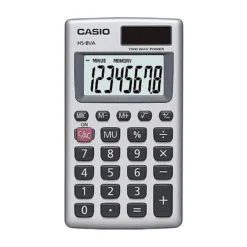 Miniräknare Casio HS-8VA, 240 funktioner, 2-rads display, grå