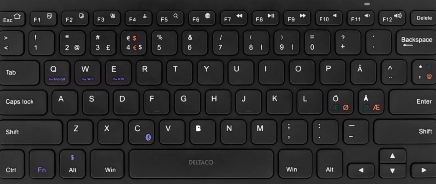 Minitangentbord Deltaco TB-631 Bluetooth, dämpade tangenter, svart