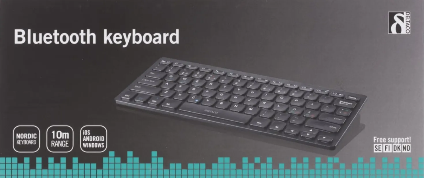 Minitangentbord Deltaco TB-631 Bluetooth, dämpade tangenter, svart