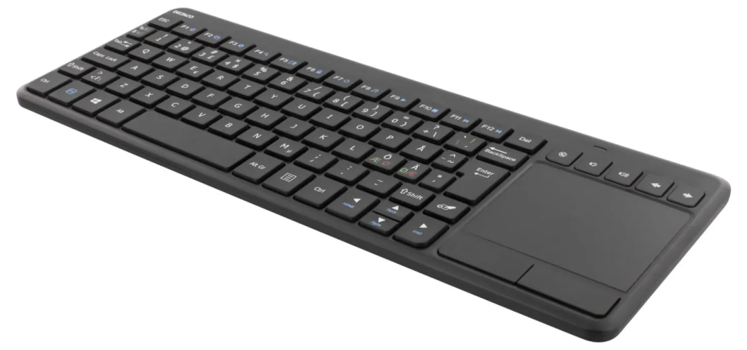 Mini Tangentbord Deltaco TB-504 Trådlöst, nordisk, touchpad, svart