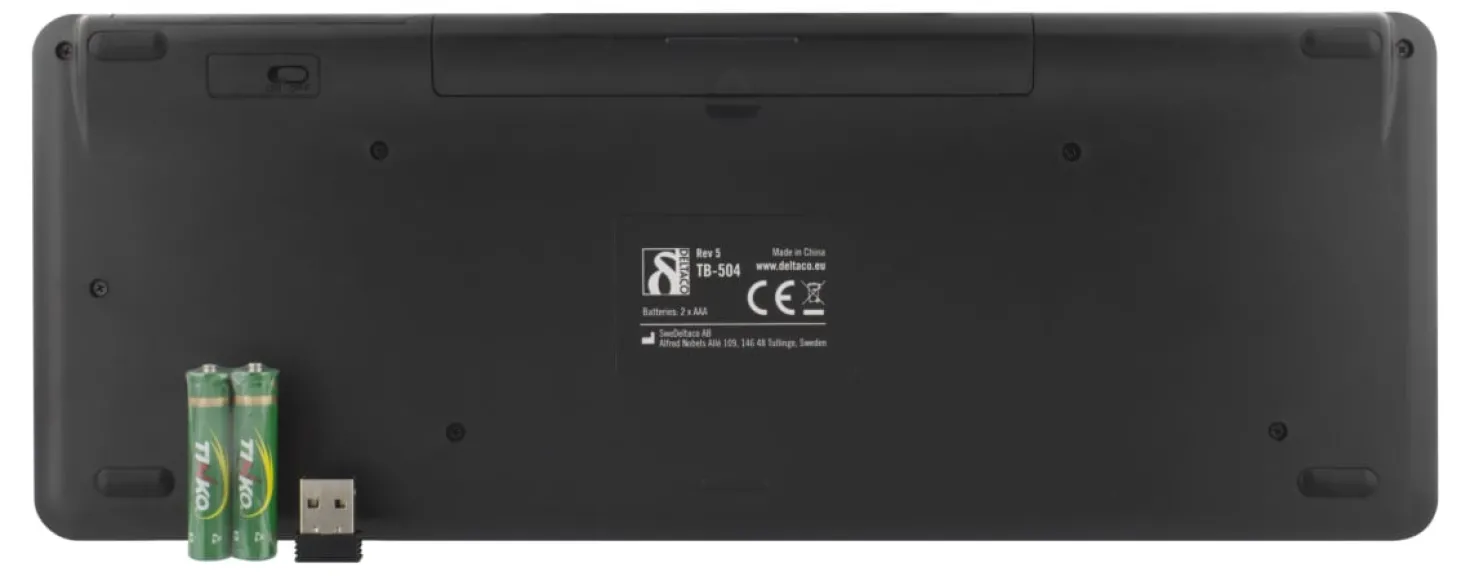 Mini Tangentbord Deltaco TB-504 Trådlöst, nordisk, touchpad, svart