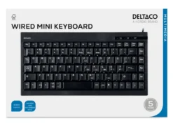 Minitangentbord Deltaco TB-5V Nordisk layout, 89 tangenter, USB, svart