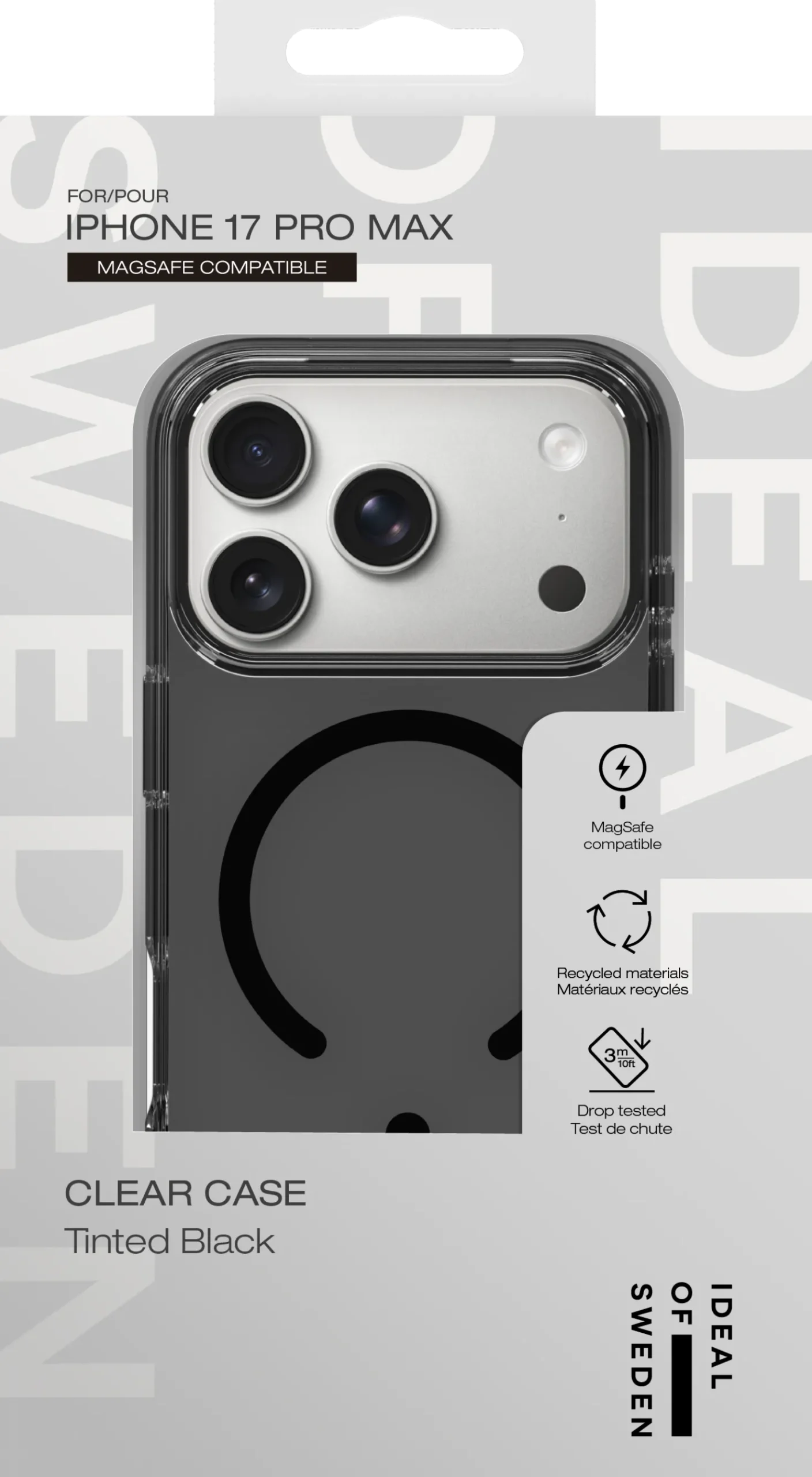 Mobilskal IDEAL OF SWEDEN MagSafe iPhone 17 Pro Max, genomskinlig svart