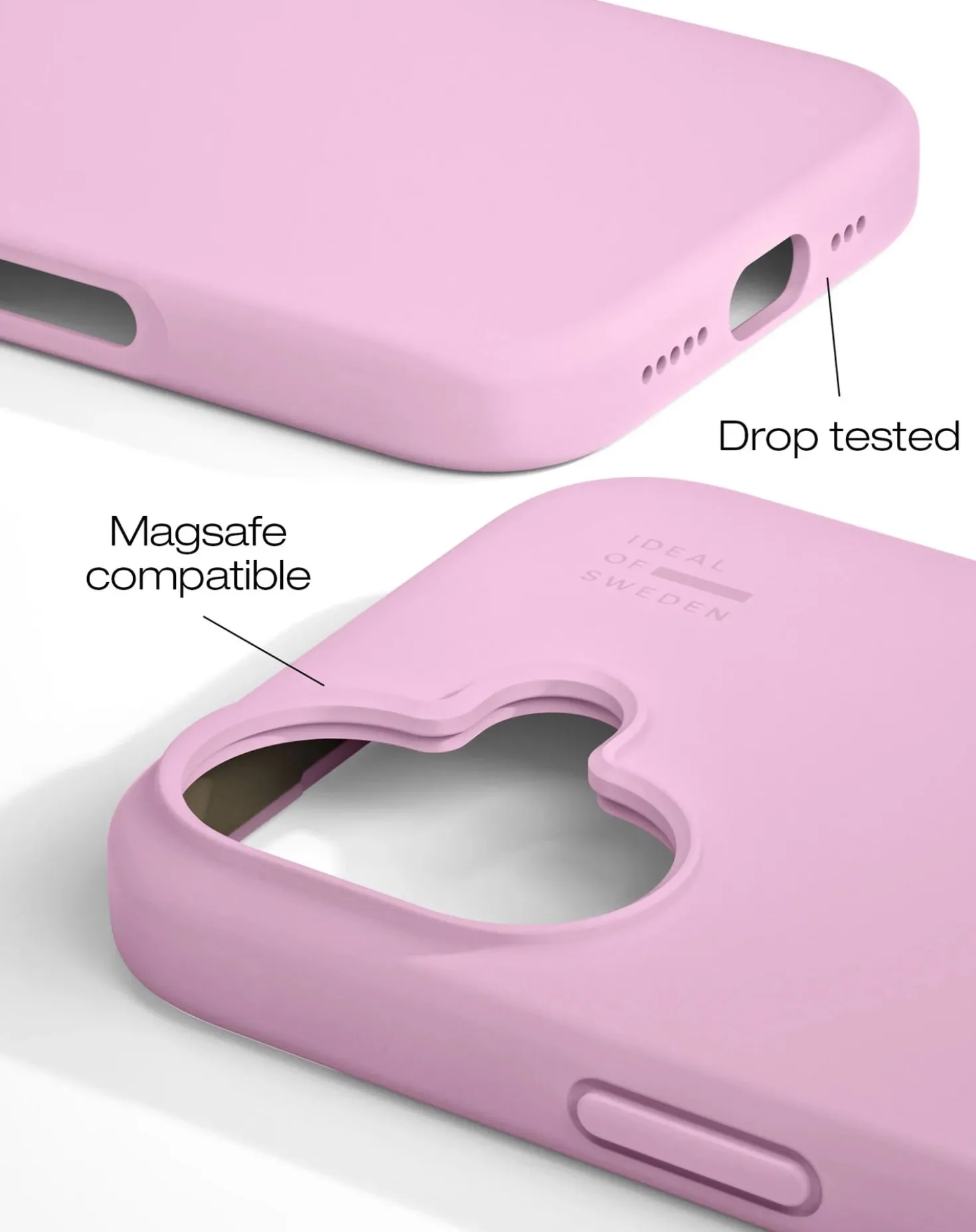 Mobilskal IDEAL OF SWEDEN MagSafe iPhone 16, silikon, bubbelgumrosa
