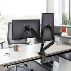 Monitorarm Deltaco OFFICE ARM-0351 Dubbel, gasfjäder, 17-32 tum