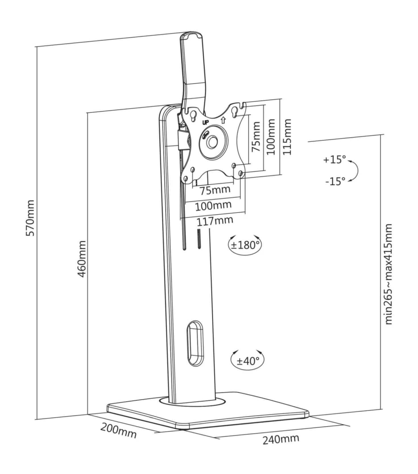 Monitorstativ Deltaco OFFICE Höjdjusterbart 17-32", VESA, svart