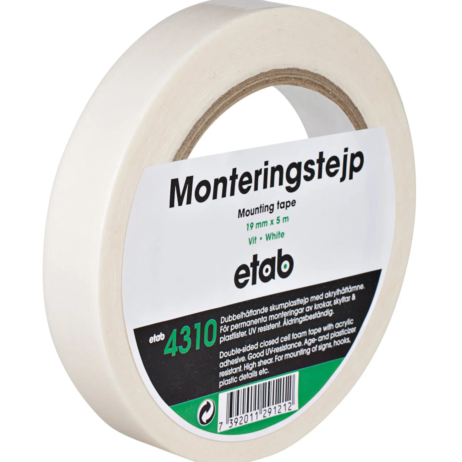 Monteringstejp Etab Skumplast Dubbelsidig, 19mm x 5m