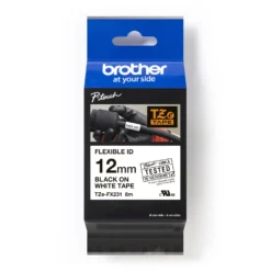 Märkband Brother TZe-FX231 flexibel ID-tejp, 12 mm, svart på vit, 8 m