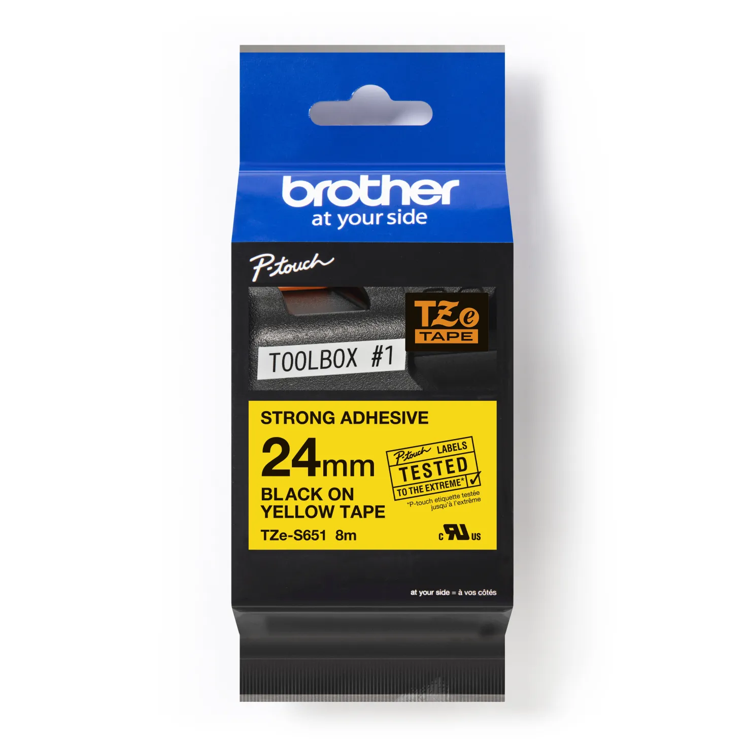 Märkband Brother TZe-S651 Extra stark, 24 mm, svart/gul, 8 m