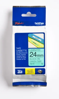 Märkband Brother TZe-751, svart på grön, 24mm x 8m