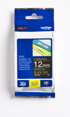 Märkband Brother TZe-335, vit på svart, 12mm x 8m