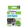 Märkband Dymo D1 9mm, blå text på vit, polyester