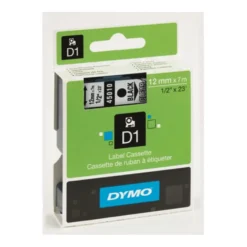 Märkband Dymo D1, 12mm, svart text på vit