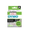 Märkband Dymo D1 Röd på vit, 12mm x 7m