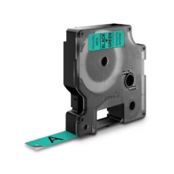 Märkband Dymo D1 Svart/Grön, 12mm x 7m