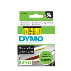 Märkband Dymo D1 Svart på gul, 19mm x 7m