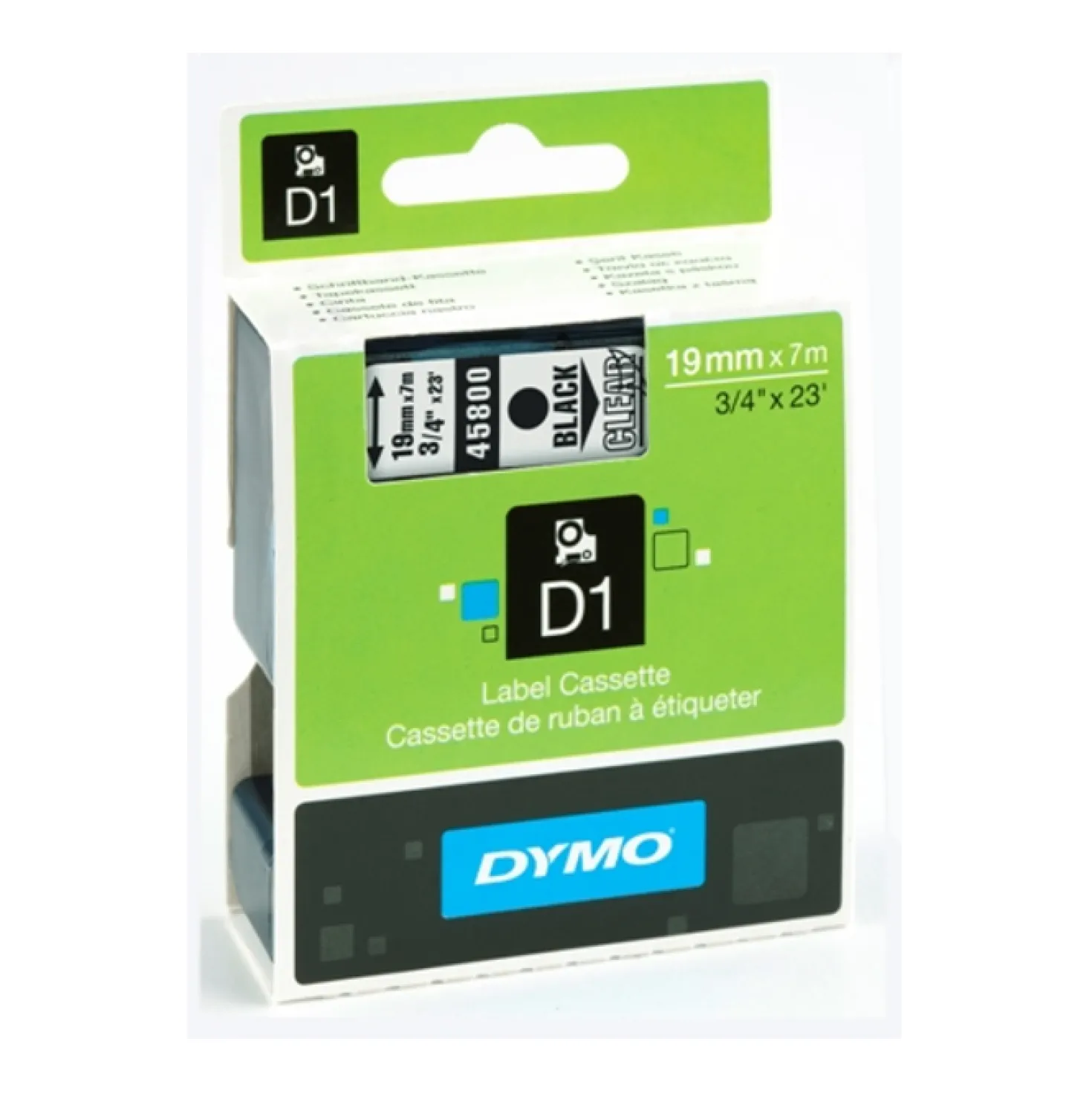 Märkband Dymo D1 Svart på gul, 19mm x 7m