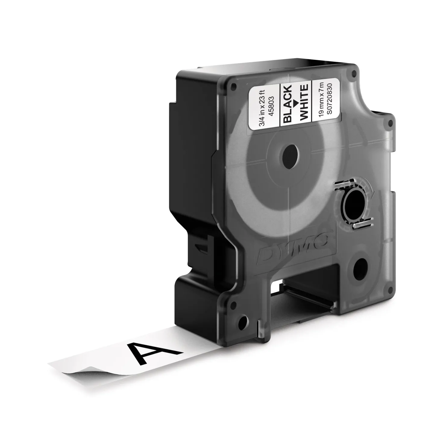 Märkband Dymo D1 svart på vit, 19 mm