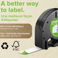 Märkband Dymo LetraTag Papper, vit, 12mm x 4m