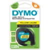 Märkband Dymo LetraTag Plast Gul, 12mm x 4m, svart text