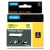 Märkband Dymo Rhino Ind Flex Nylon, svart på gul, 12 mm