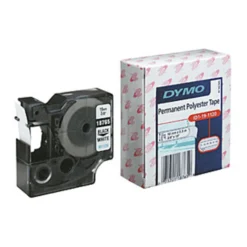 Märkband Dymo Rhino Ind Polyester, 12mm, svart på vit