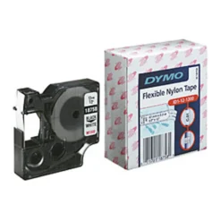 Märkband Dymo Rhino Industrial Flex Nylon, 12mm, svart på vit