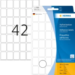Märketikett Herma 2380, 16x22 mm, vit, 1344 st