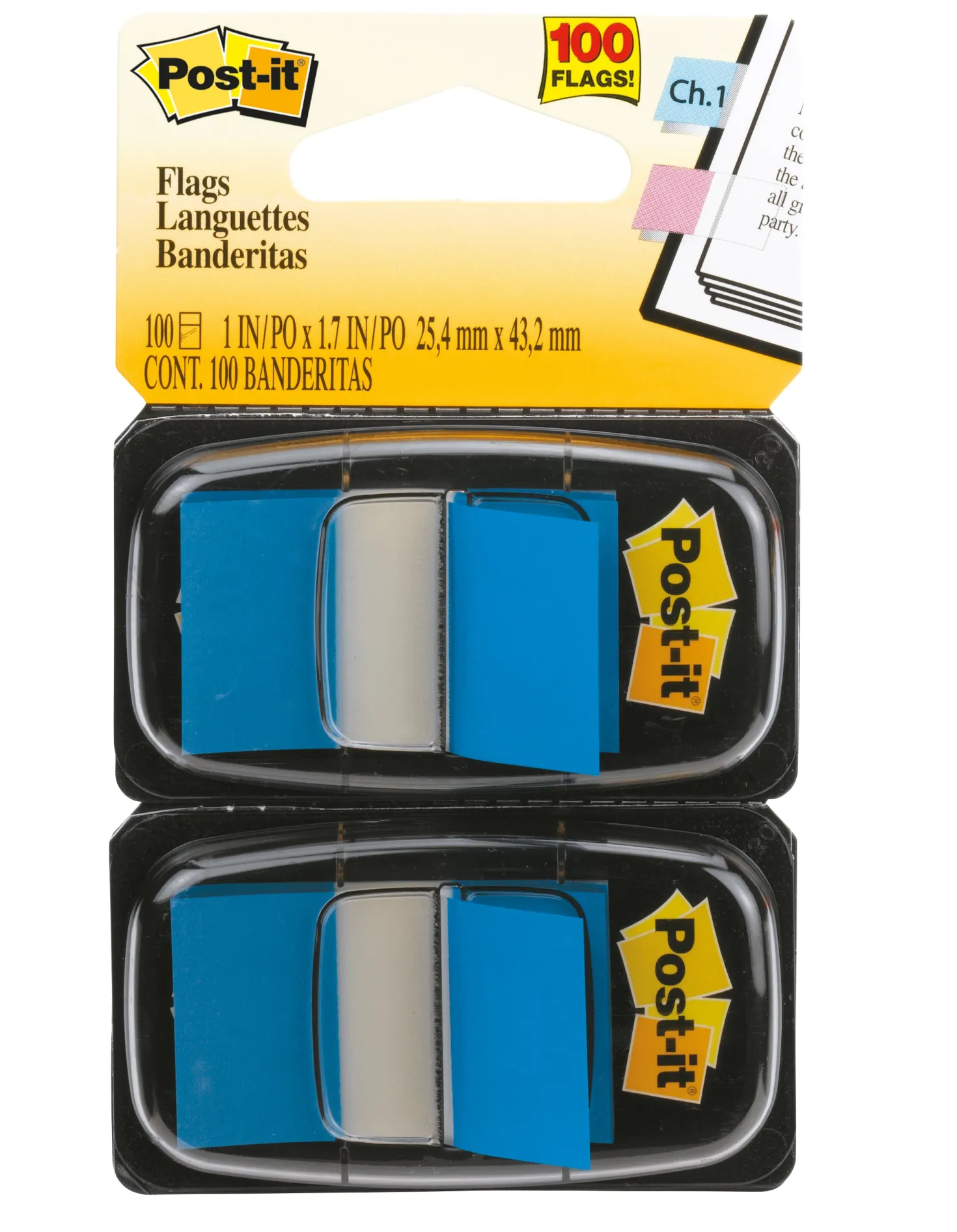Märkflik Post-it Index 680, blå, 2-pack