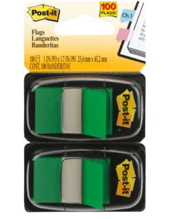 Märkflik Post-it Index 680 Grön, 100 flikar, 2-pack