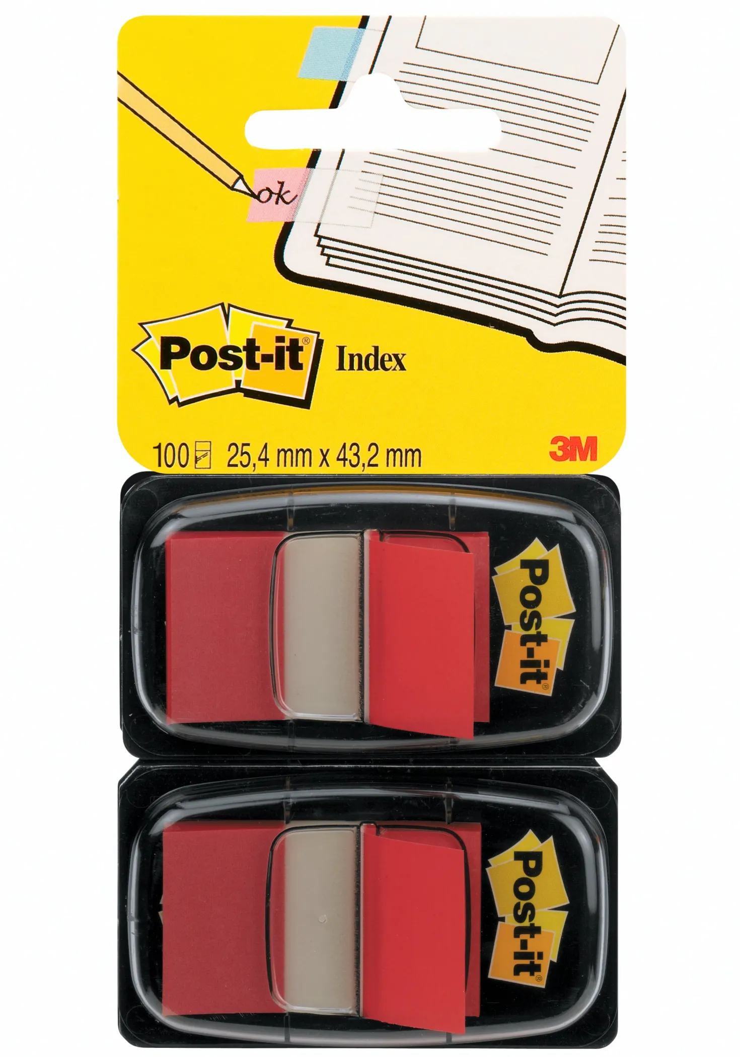 Märkflik Post-it Index 680 Röd, 2-pack