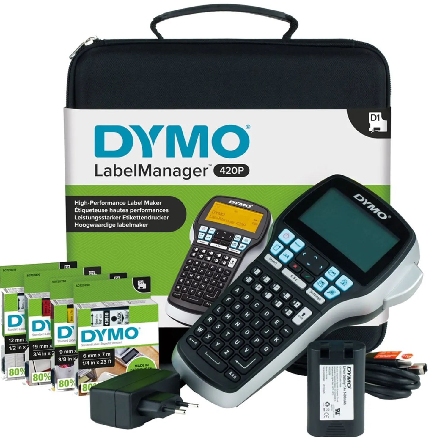Märkmaskin Dymo LabelManager 420P Kitcase, bärbar, USB-anslutning