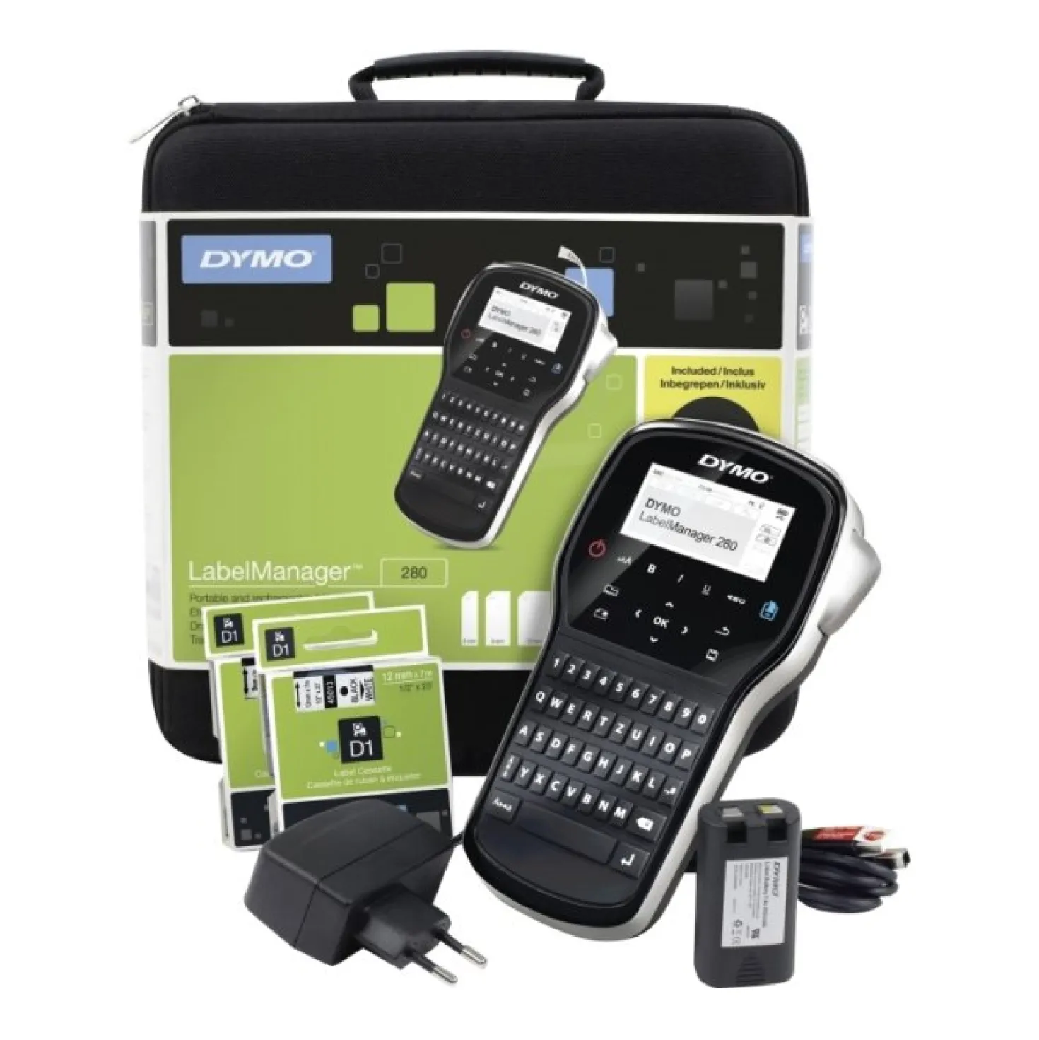 Märkmaskin Dymo LM280 Kitcase, 6-12 mm tejp, USB-anslutning