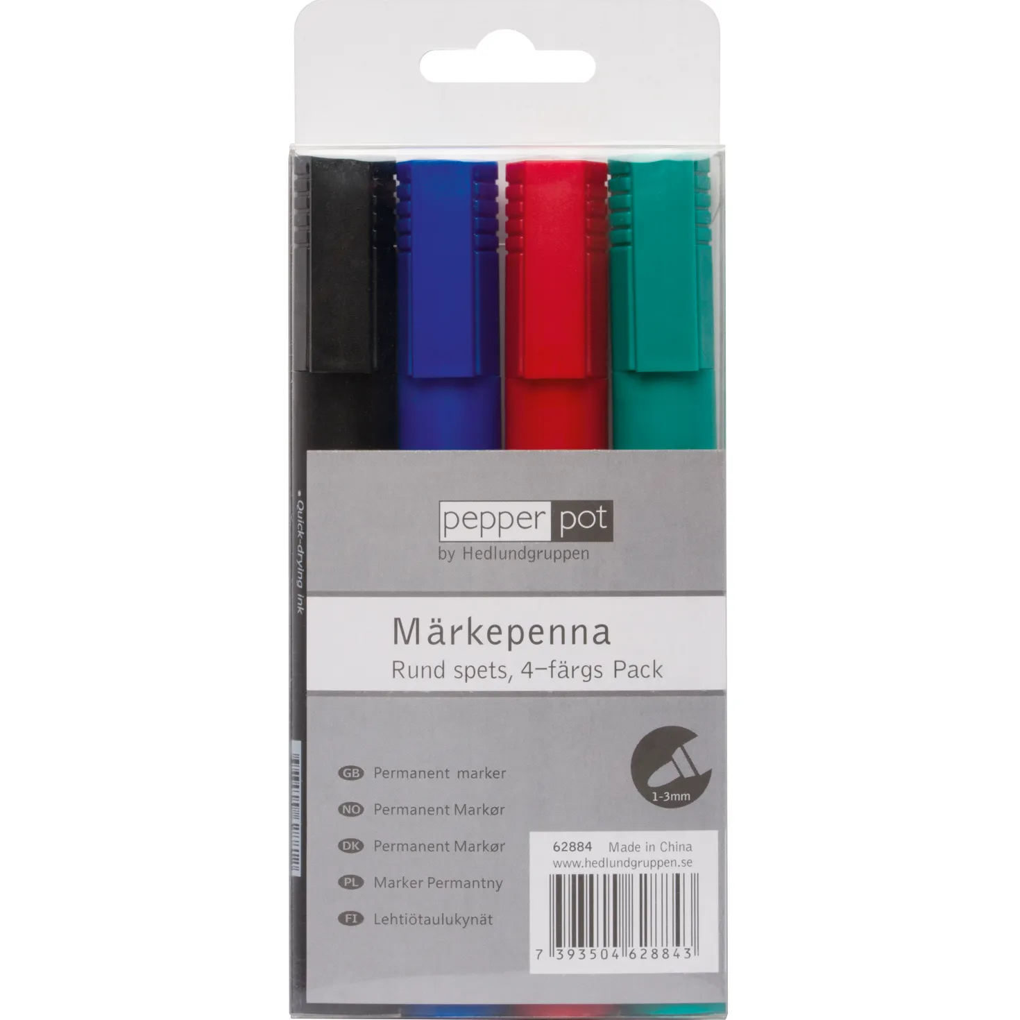 Märkpenna Actual Permanent, rund spets, 4-set blandade färger