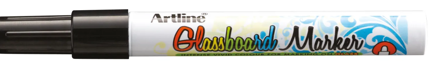 Märkpenna Artline Glassboard, svart, 2 mm rund spets