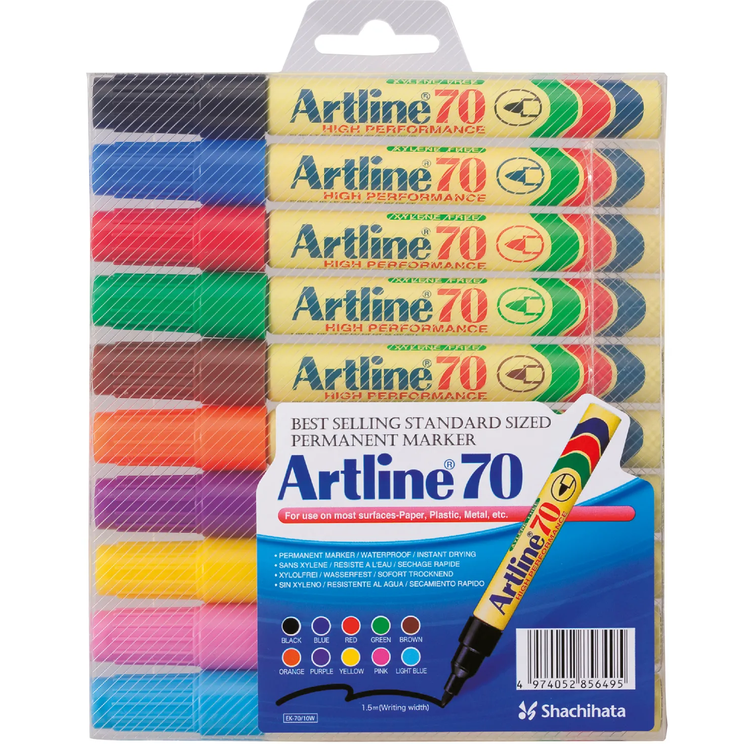 Märkpenna Artline 70, permanent, 1,5 mm, 10-pack sorterade färger