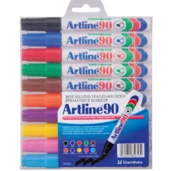 Märkpenna Artline 90, snedskuren spets, 10-pack sorterade färger