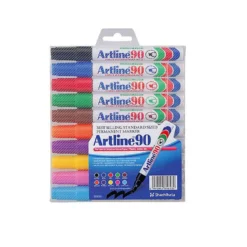 Märkpenna Artline 90, snedskuren spets, 10-pack sorterade färger