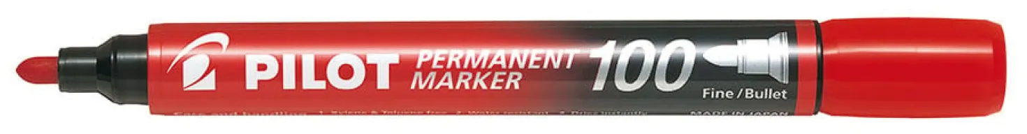 Märkpenna Pilot 100 Permanent, konisk spets, röd