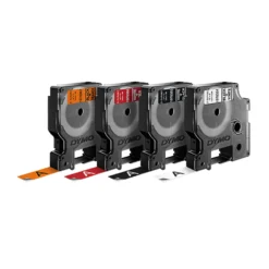 Märktejp Dymo D1 Durable, vit på röd, 12mm x 3m