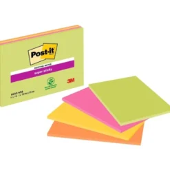 Mötesblock Post-it Super Sticky, 152x101mm, blandade färger, 4 st