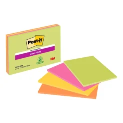 Mötesblock Post-it Super Sticky, 152x101mm, blandade färger, 4 st