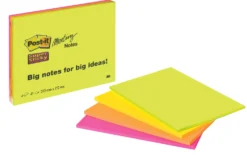 Mötesblock Post-it Super Sticky, 203x152mm, blandade färger, 4 block/fp