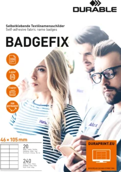 Namnskylt Durable BADGEFIX Självhäftande, 46x105 mm