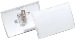 Namnskylt Durable Clic Fold, 54x90mm, nål och klämma, 25 st