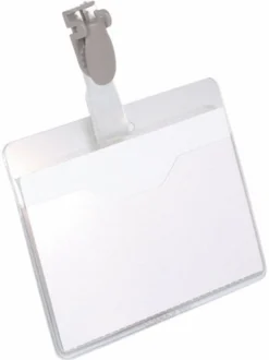 Namnskylt Durable med vridbart clips, 90x60 mm, 25 st