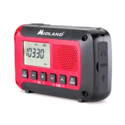 Nödradio MIDLAND ER250BT, powerbank 2600mAh, Bluetooth, röd-svart