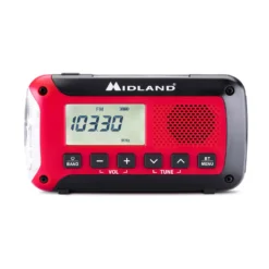 Nödradio MIDLAND ER250BT, powerbank 2600mAh, Bluetooth, röd-svart