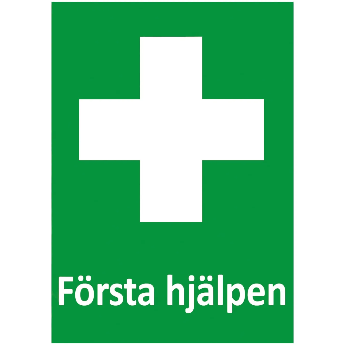 Nödskylt Första hjälpen, grön, skruv eller tejpmontering